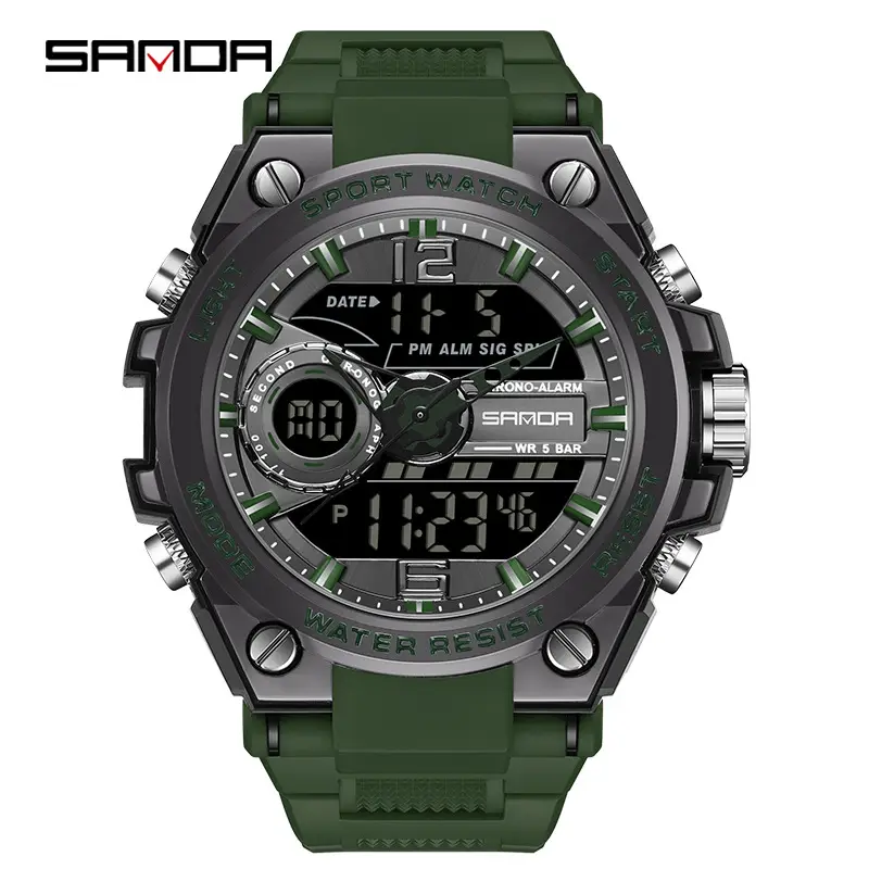 Sanda Red Dual Display Sports Watch for Men Women - Image 41