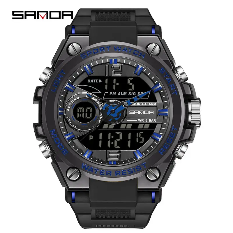 Sanda Red Dual Display Sports Watch for Men Women - Image 43