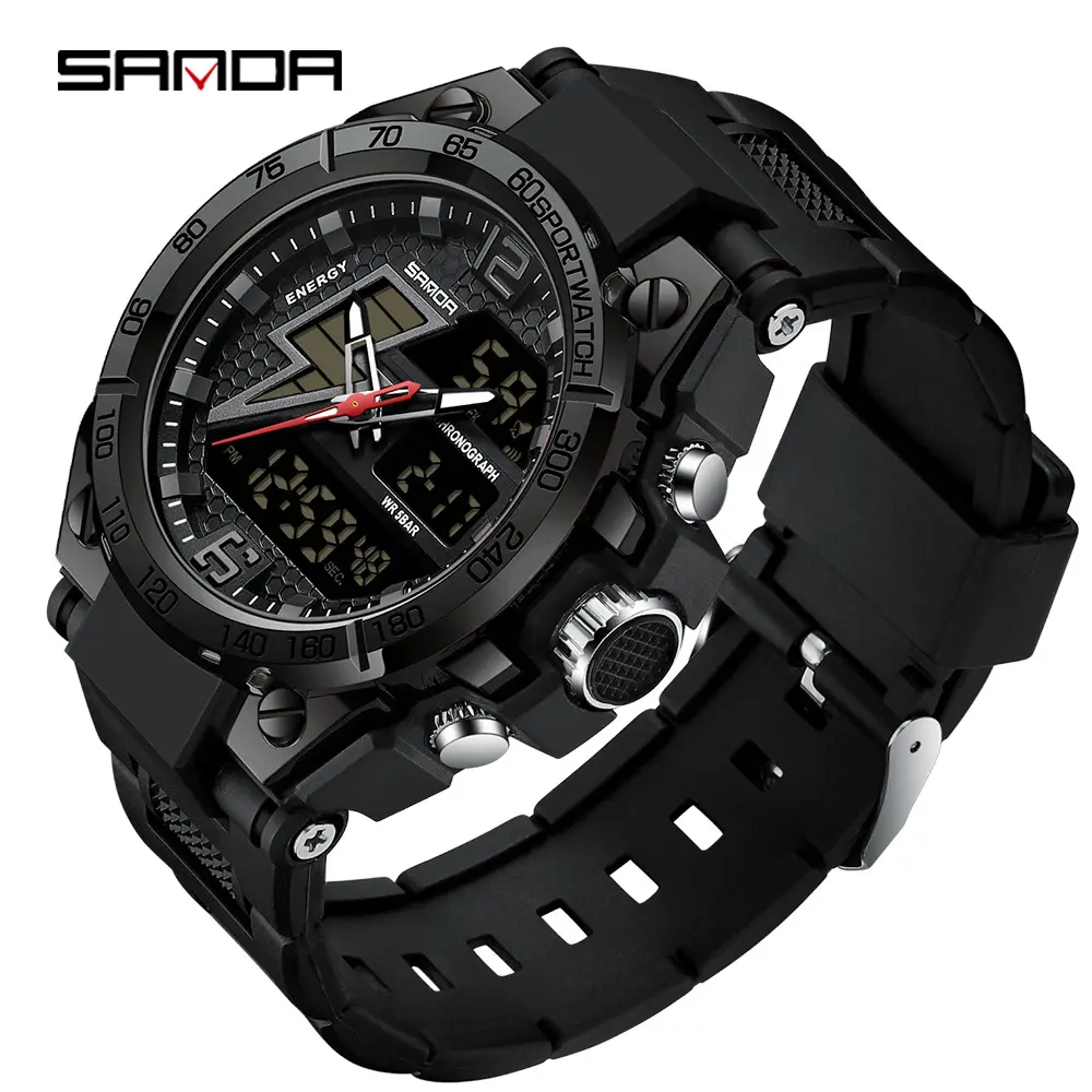 Sanda Red Dual Display Sports Watch for Men Women - Image 45
