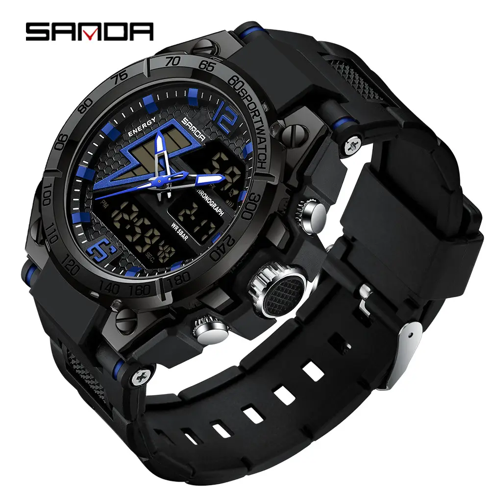 Sanda Red Dual Display Sports Watch for Men Women - Image 46
