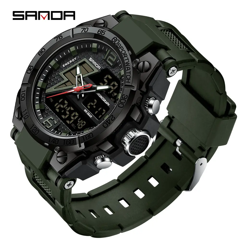 Sanda Red Dual Display Sports Watch for Men Women - Image 48