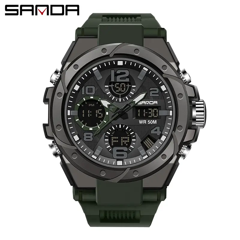 Sanda Red Dual Display Sports Watch for Men Women - Image 5