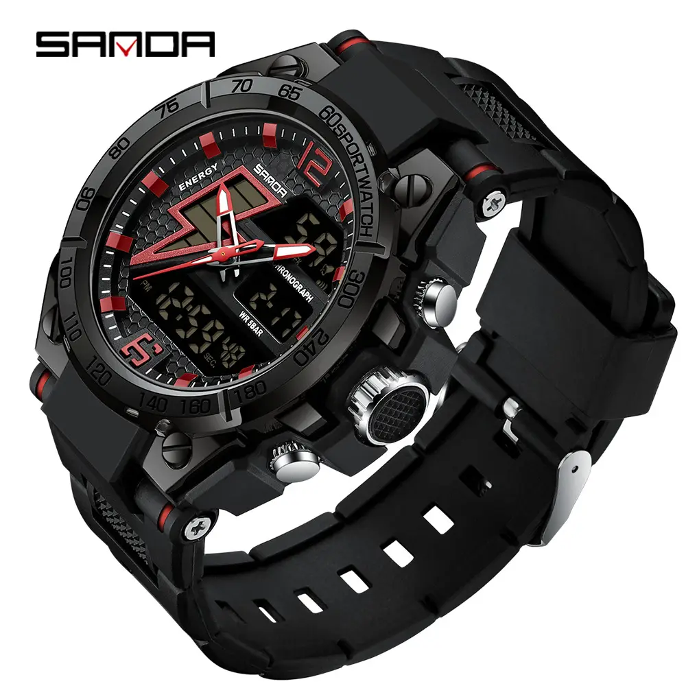 Sanda Red Dual Display Sports Watch for Men Women - Image 50