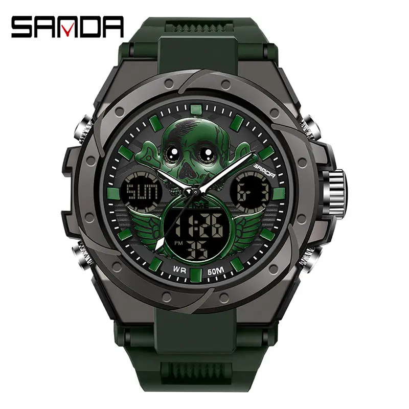 Sanda Red Dual Display Sports Watch for Men Women - Image 56