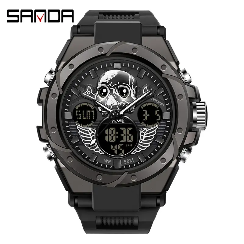 Sanda Red Dual Display Sports Watch for Men Women - Image 58
