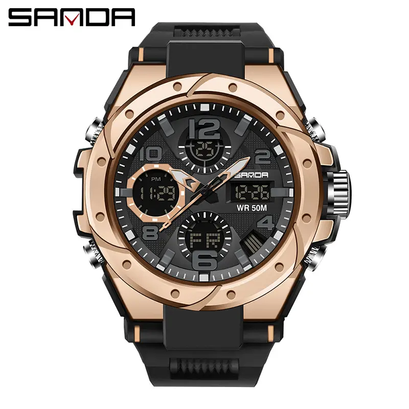 Sanda Red Dual Display Sports Watch for Men Women - Image 6