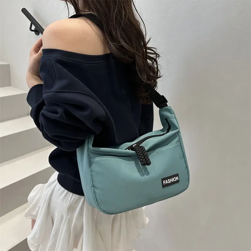 Lightweight Blue Canvas Shoulder Crossbody Bag for Women - Image 8