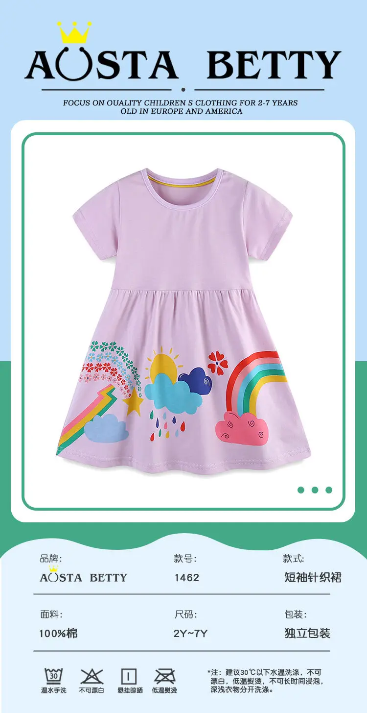 Girls' Cartoon Print Princess Dress 26 Summer — feature 1
