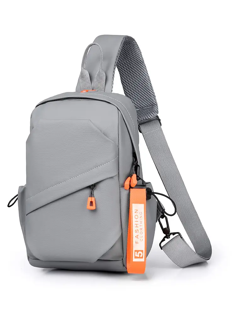 Men's Lightweight Crossbody Bag Black Orange Oxford Cloth