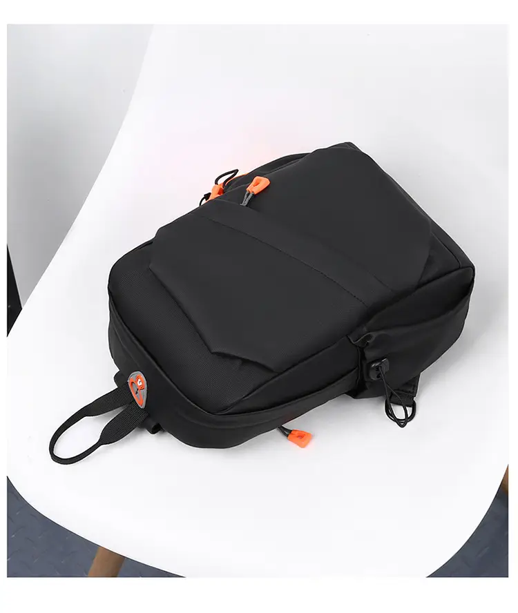 Men's Lightweight Crossbody Bag Black Orange Oxford Cloth — feature 18