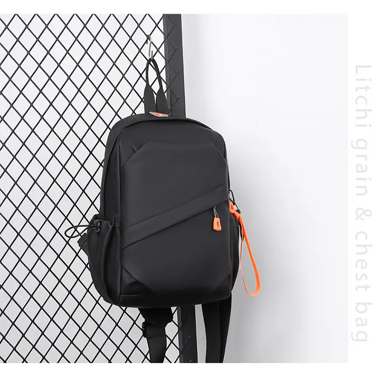 Men's Lightweight Crossbody Bag Black Orange Oxford Cloth — feature 19