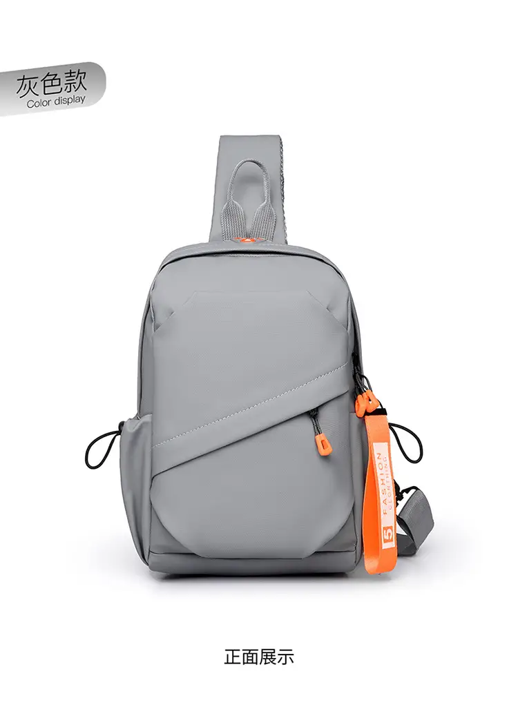 Men's Lightweight Crossbody Bag Black Orange Oxford Cloth — feature 23