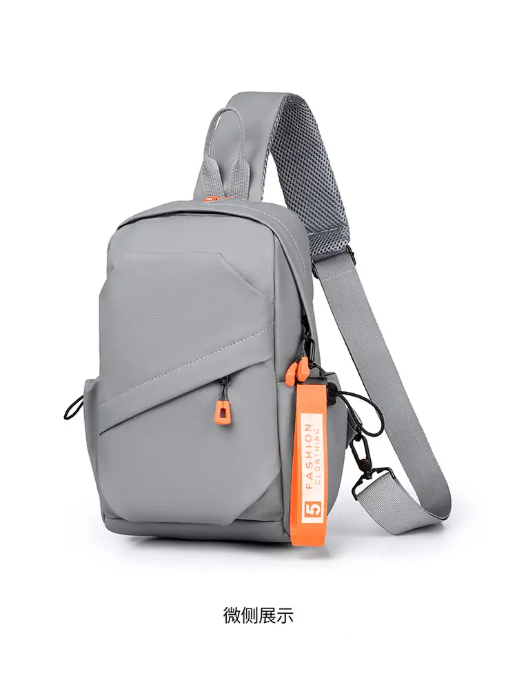 Men's Lightweight Crossbody Bag Black Orange Oxford Cloth — feature 24