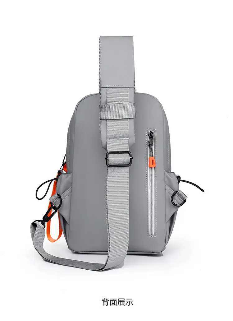 Men's Lightweight Crossbody Bag Black Orange Oxford Cloth — feature 26