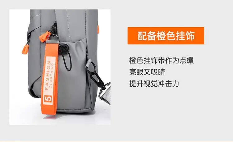 Men's Lightweight Crossbody Bag Black Orange Oxford Cloth — feature 5