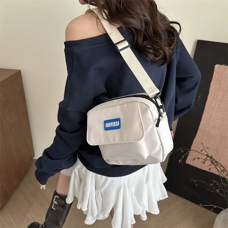 Japanese Style Crossbody Bag Black White 2025 Summer Canvas