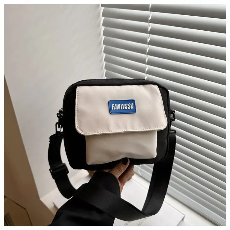 Japanese Style Crossbody Bag Black White 2025 Summer Canvas