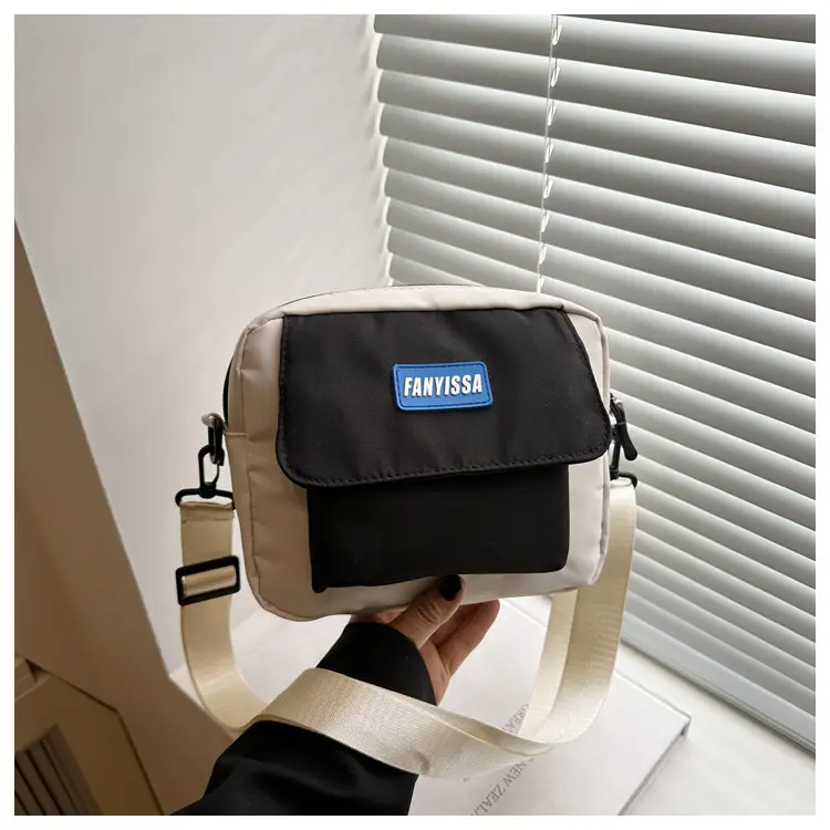 Japanese Style Crossbody Bag Black White 2025 Summer Canvas