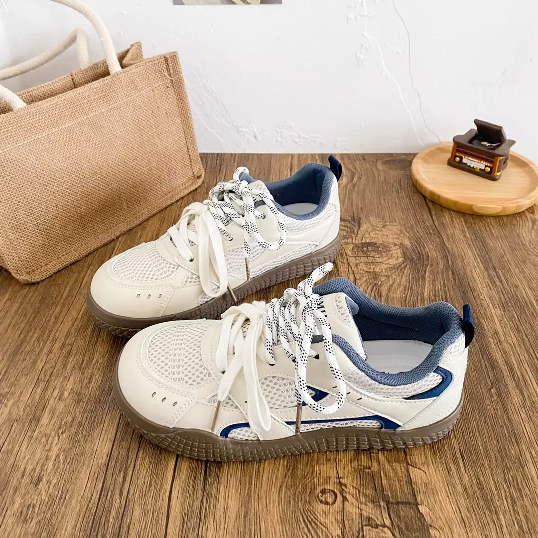 Spring 2025 New White Shoes Mesh Breathable Sports Casual Shoes Fashionable All-match Non-slip German Training Shoes for Women — feature 2