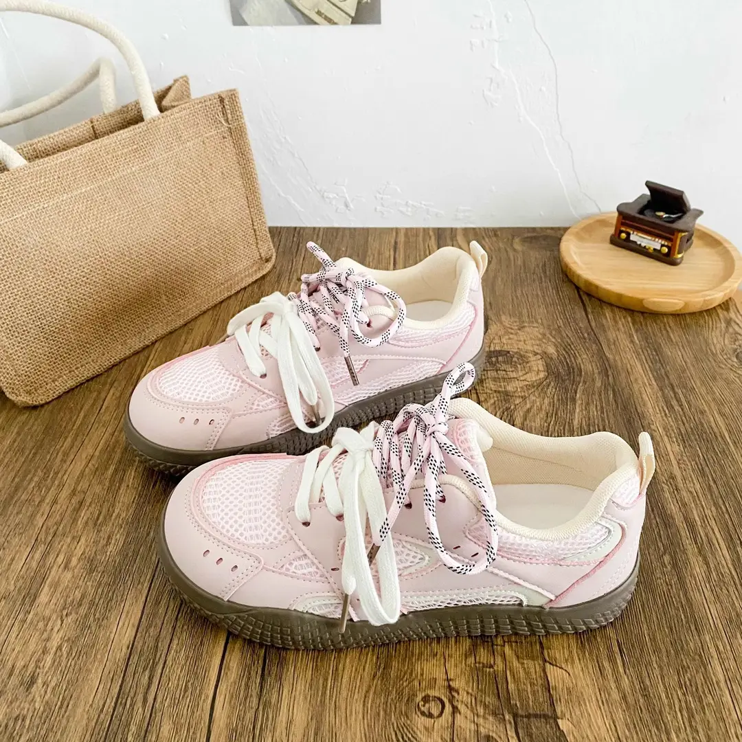 Spring 2025 New White Shoes Mesh Breathable Sports Casual Shoes Fashionable All-match Non-slip German Training Shoes for Women - Image 2