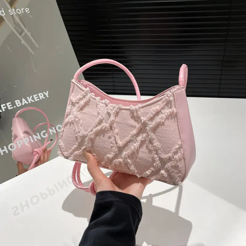Pink Quilted Shoulder Crossbody Bag for Women - Image 2