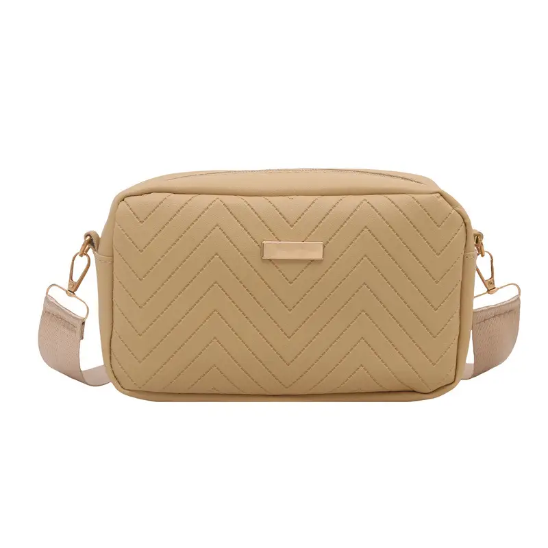 Women's White Quilted Square Camera Bag with Leather Strap - Image 15