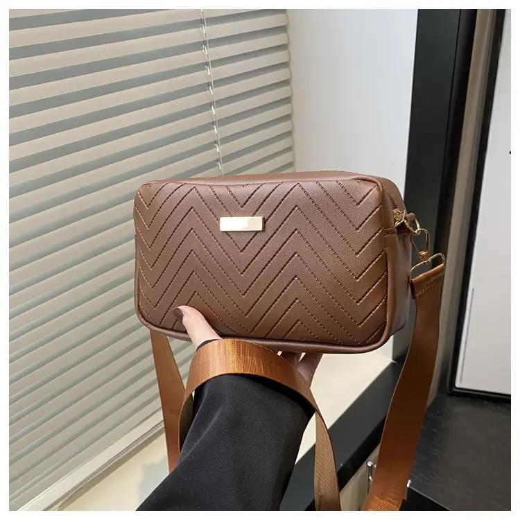 Women's White Quilted Square Camera Bag with Leather Strap — feature 32