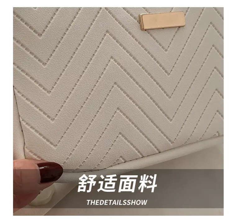 Women's White Quilted Square Camera Bag with Leather Strap — feature 4