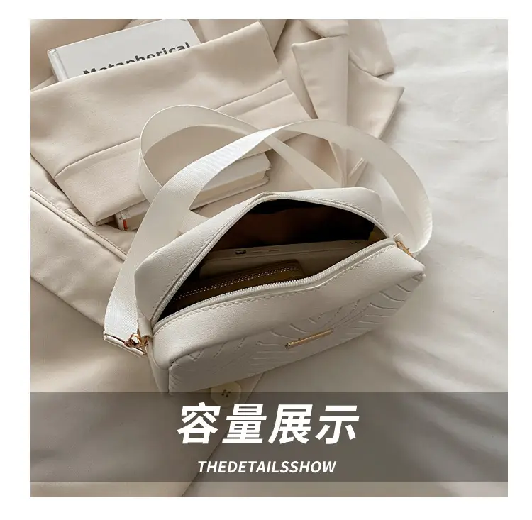 Women's White Quilted Square Camera Bag with Leather Strap — feature 7