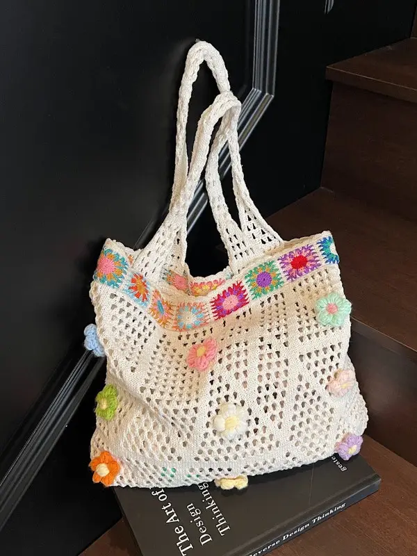 Women's Knitted Shoulder Bag Large Capacity Multi Color