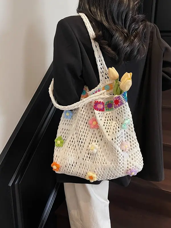 Women's Knitted Shoulder Bag Large Capacity Multi Color