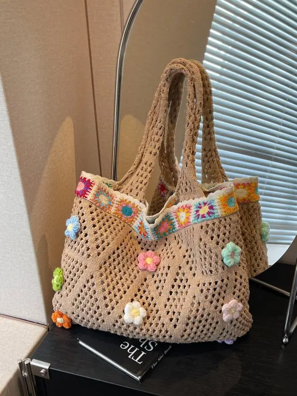 Women's Knitted Shoulder Bag Large Capacity Multi Color