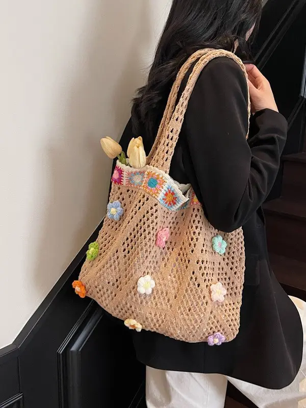 Women's Knitted Shoulder Bag Large Capacity Multi Color
