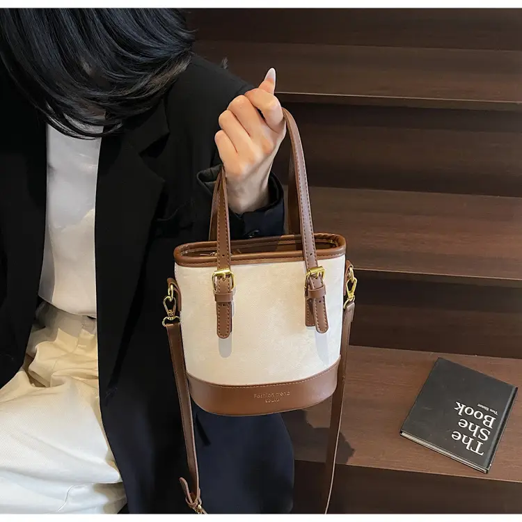 Trendy Women's Shoulder Crossbody Bag Blue Brown Leather — feature 18