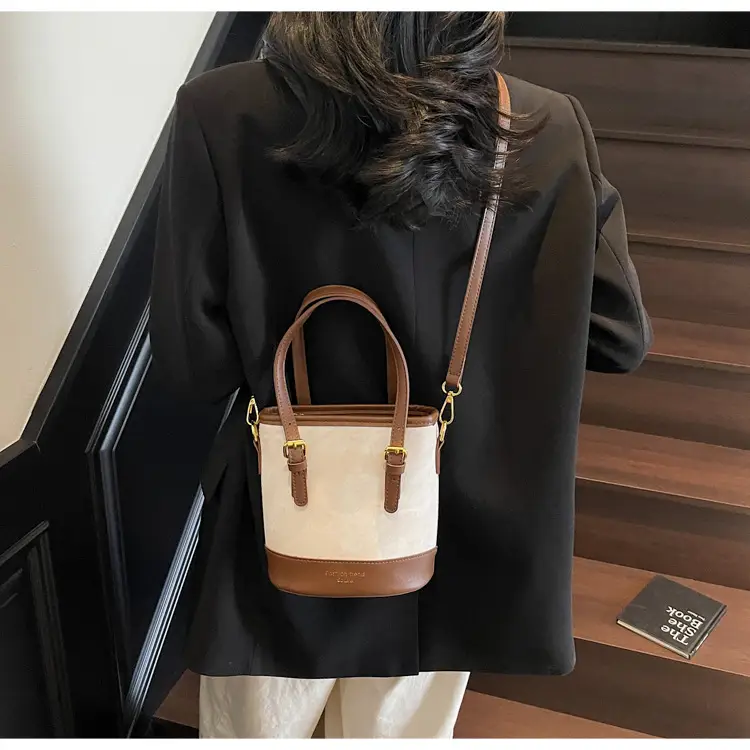Trendy Women's Shoulder Crossbody Bag Blue Brown Leather — feature 19
