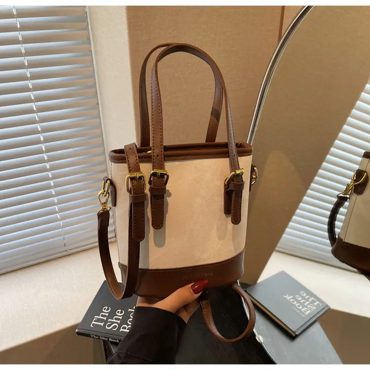 Trendy Women's Shoulder Crossbody Bag Blue Brown Leather — feature 25