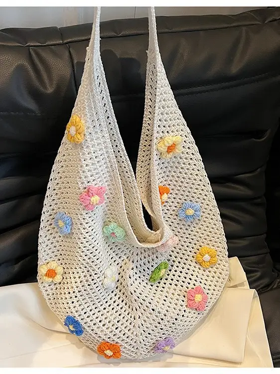 Women's Flower Hollow-out Woven Bag Large Capacity