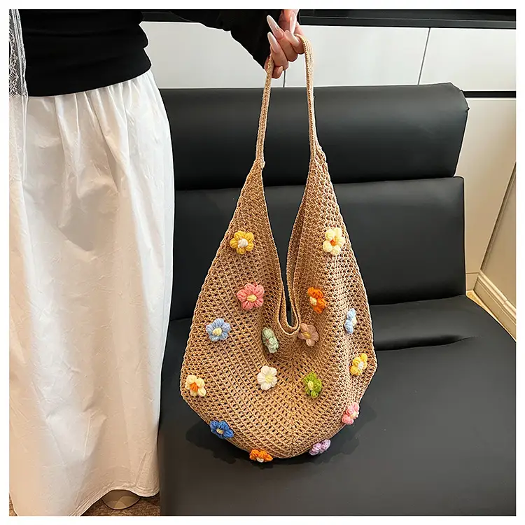Women's Flower Hollow-out Woven Bag Large Capacity — feature 14