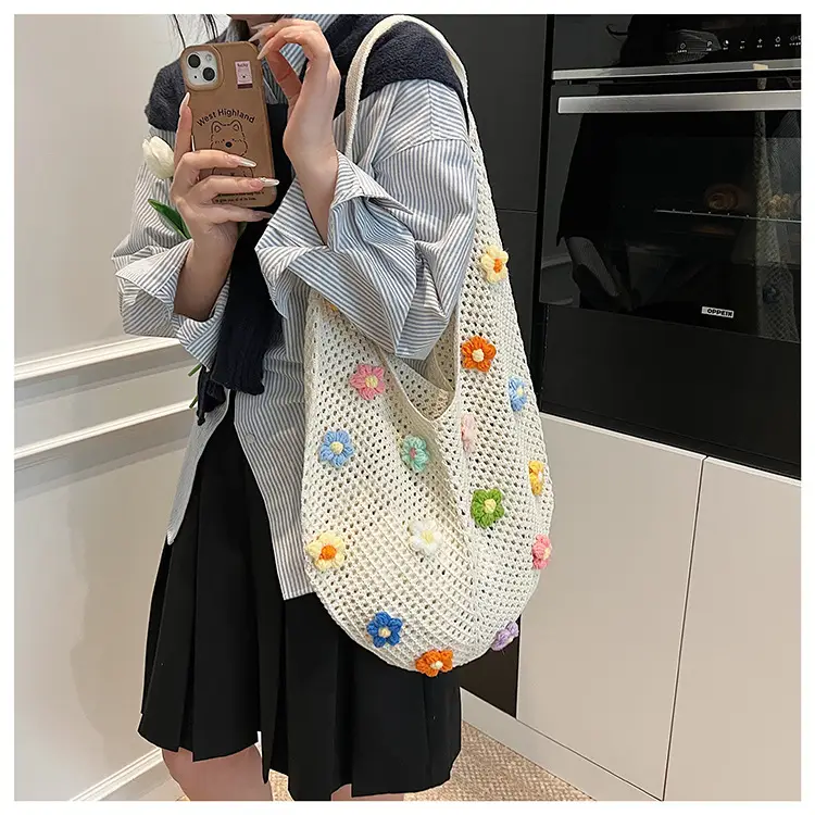Women's Flower Hollow-out Woven Bag Large Capacity — feature 25