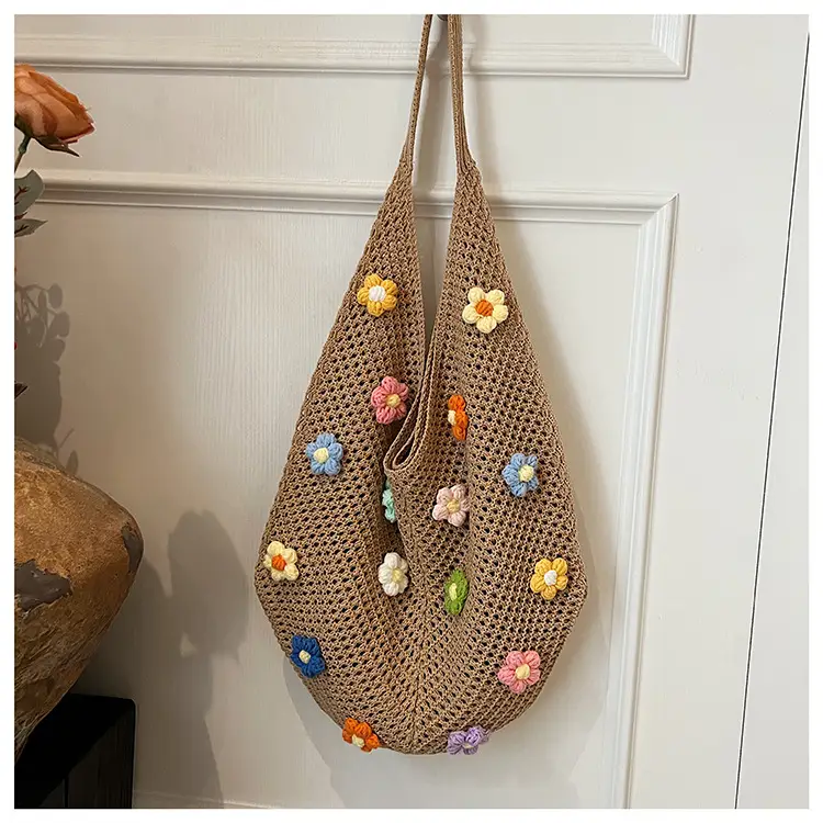 Women's Flower Hollow-out Woven Bag Large Capacity