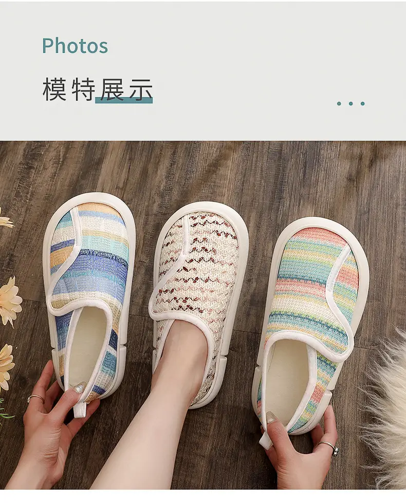 Thin Postpartum Shoes for Women Spring and Summer Thick-Soled Velcro Home Maternity Bag Heel Soft-Soled Cotton Slippers Non-Slip Wholesale — feature 13