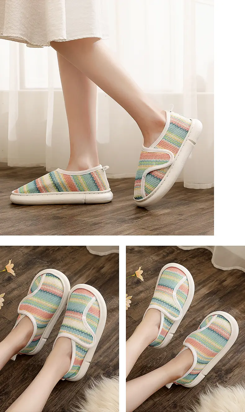 Thin Postpartum Shoes for Women Spring and Summer Thick-Soled Velcro Home Maternity Bag Heel Soft-Soled Cotton Slippers Non-Slip Wholesale — feature 14
