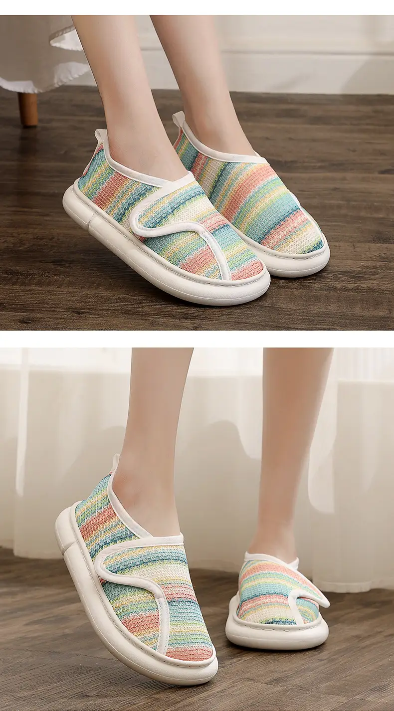 Thin Postpartum Shoes for Women Spring and Summer Thick-Soled Velcro Home Maternity Bag Heel Soft-Soled Cotton Slippers Non-Slip Wholesale — feature 15