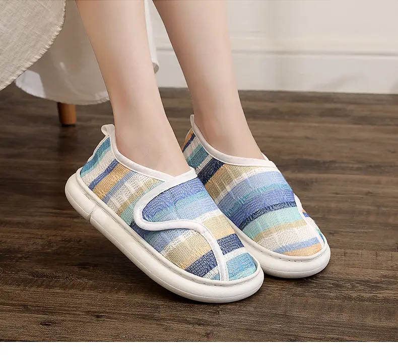 Thin Postpartum Shoes for Women Spring and Summer Thick-Soled Velcro Home Maternity Bag Heel Soft-Soled Cotton Slippers Non-Slip Wholesale — feature 17