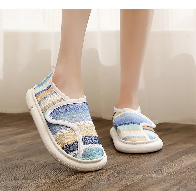 Thin Postpartum Shoes for Women Spring and Summer Thick-Soled Velcro Home Maternity Bag Heel Soft-Soled Cotton Slippers Non-Slip Wholesale — feature 19