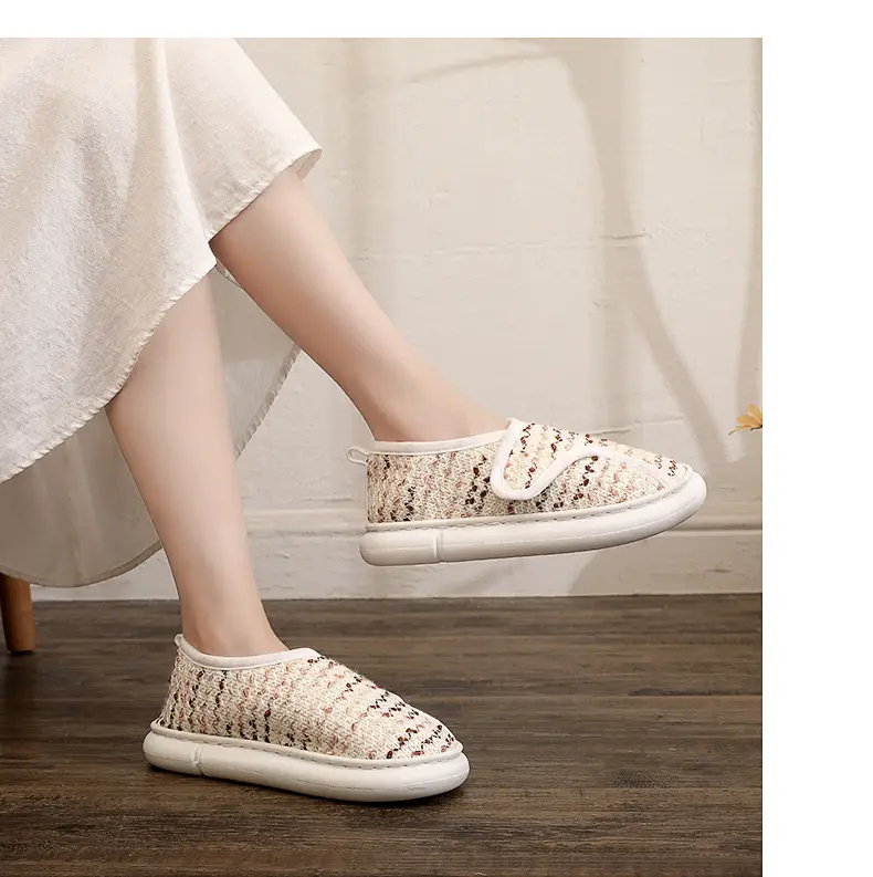 Thin Postpartum Shoes for Women Spring and Summer Thick-Soled Velcro Home Maternity Bag Heel Soft-Soled Cotton Slippers Non-Slip Wholesale — feature 20