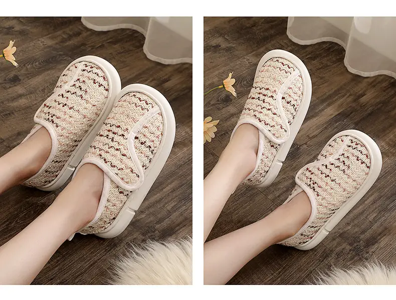 Thin Postpartum Shoes for Women Spring and Summer Thick-Soled Velcro Home Maternity Bag Heel Soft-Soled Cotton Slippers Non-Slip Wholesale — feature 21