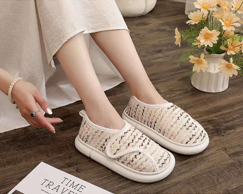 Thin Postpartum Shoes for Women Spring and Summer Thick-Soled Velcro Home Maternity Bag Heel Soft-Soled Cotton Slippers Non-Slip Wholesale — feature 22
