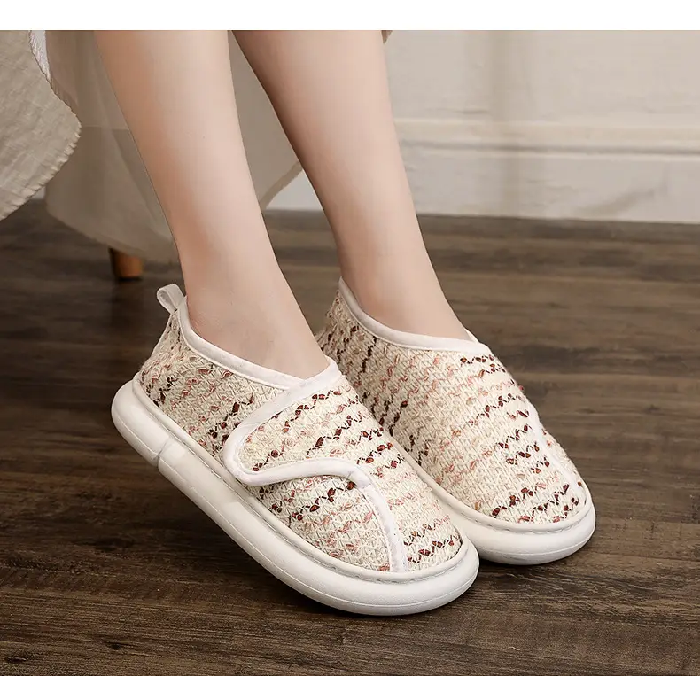Thin Postpartum Shoes for Women Spring and Summer Thick-Soled Velcro Home Maternity Bag Heel Soft-Soled Cotton Slippers Non-Slip Wholesale — feature 23