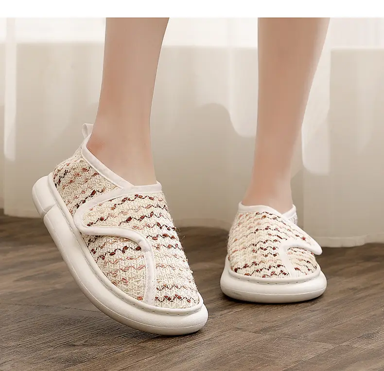Thin Postpartum Shoes for Women Spring and Summer Thick-Soled Velcro Home Maternity Bag Heel Soft-Soled Cotton Slippers Non-Slip Wholesale — feature 24